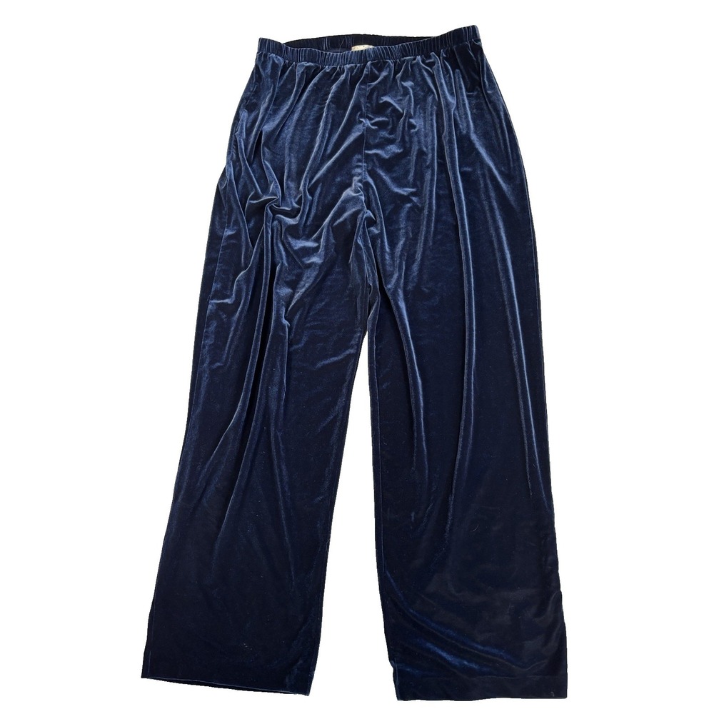 Coldwater Creek Women's XL Royal Blue Velour‎ Relaxed Pants Holiday Evening